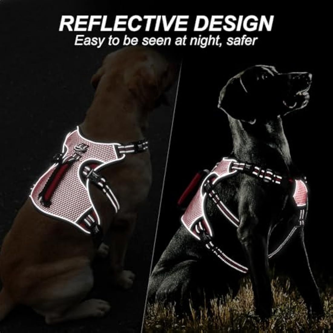 HEELE Escape Proof No Pull Dog Harness | Reflective Padded Vest - Red