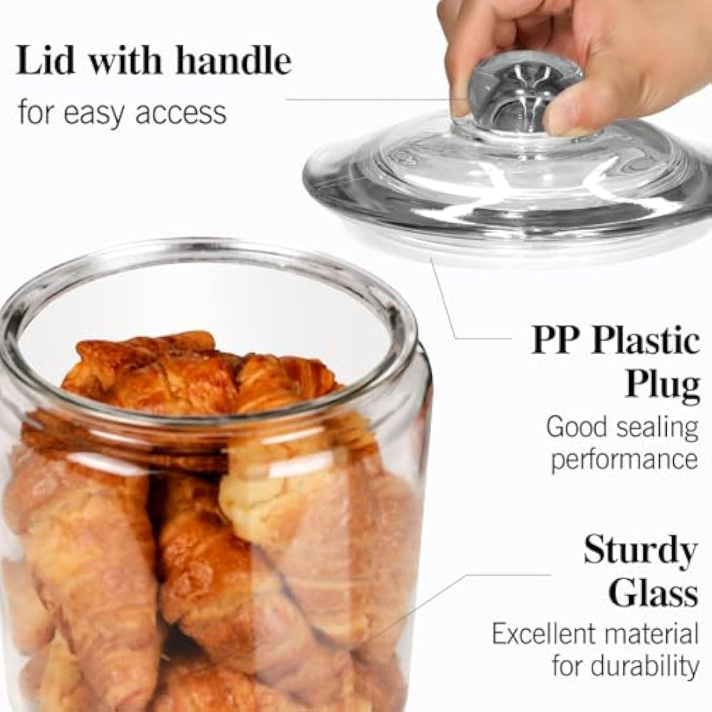 3.9L Glass Storage Jars with Airtight Lids - Set of 2
