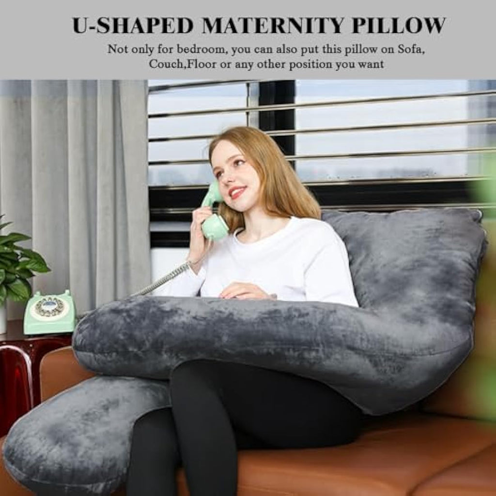 Jolof Store U-Shaped Pregnancy Pillow – 55 Inch Velvet Body Pillow