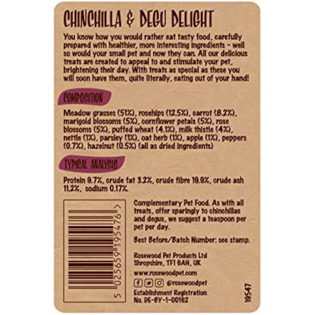 Rosewood Naturals Herbal Foraging Mix - Small Animal Treat, 150g