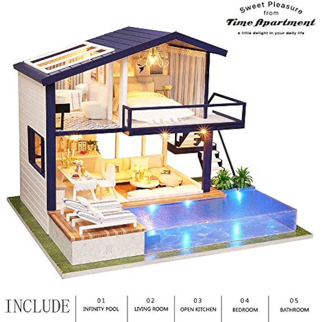 Spilay DIY Miniature Dollhouse Kit: 1:24 Wooden Model with Music Box
