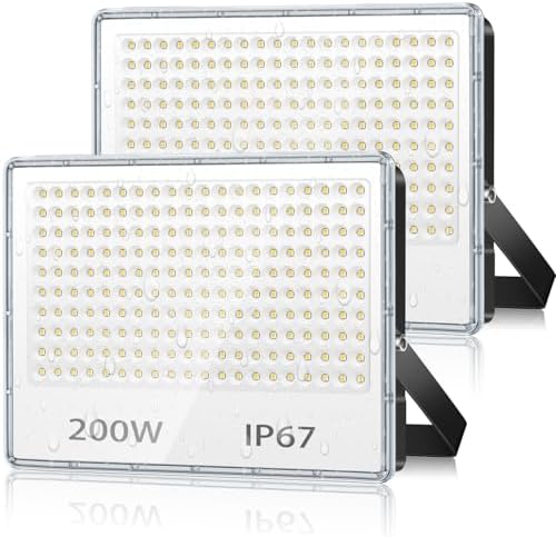 TASINUO 200W LED Floodlight Outdoor 2-Pack | 20000LM IP67 Waterproof