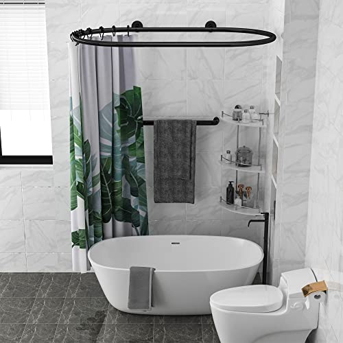 Sikaiqi Oval Aluminum Shower Curtain Rod for Clawfoot Tubs - Black