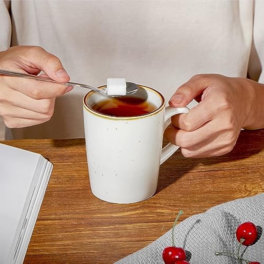 ONEMORE Ceramic Coffee Mugs Set of 6 – 12oz Speckled Porcelain Cups