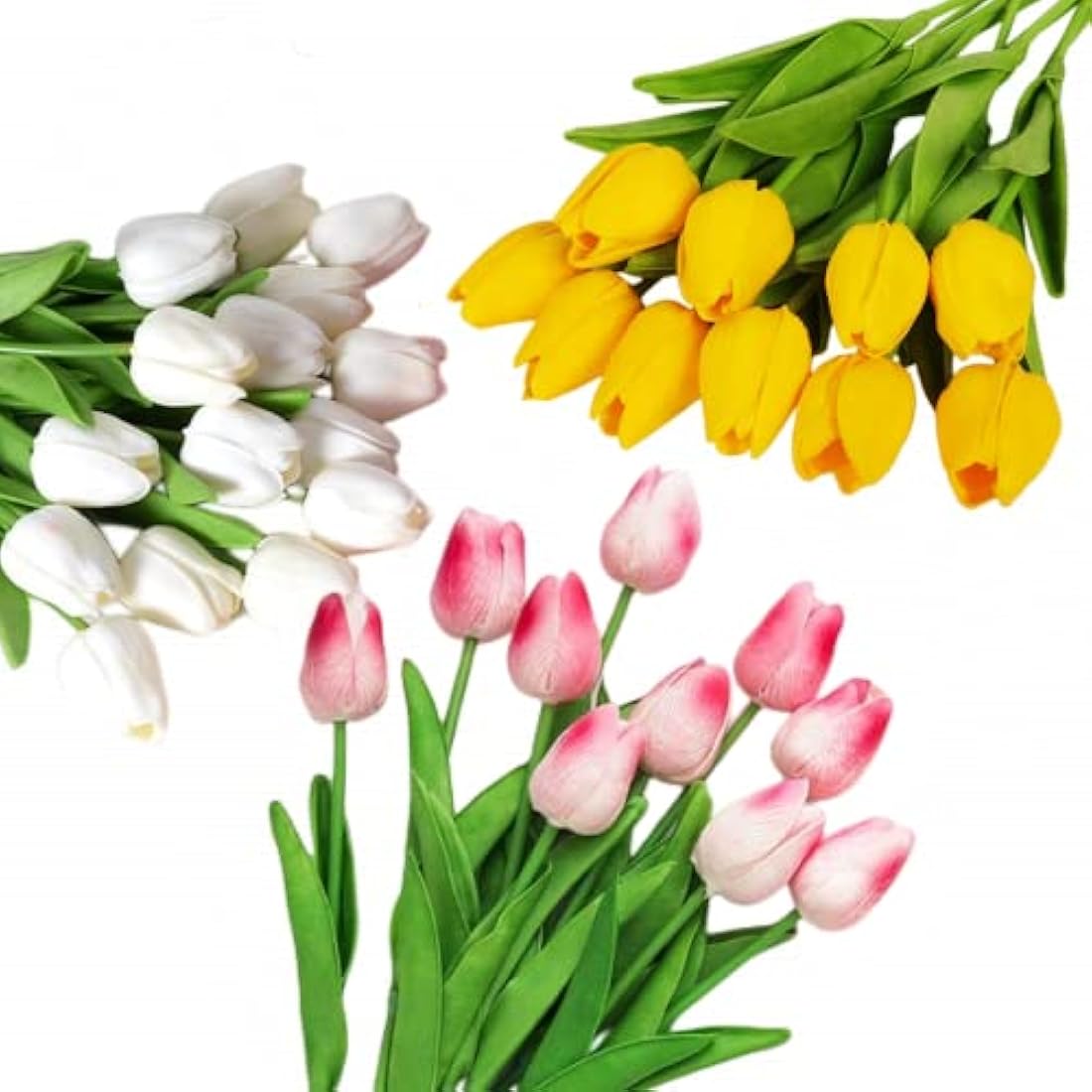10 Pcs Real Touch Artificial Tulips – Yellow Latex Flowers