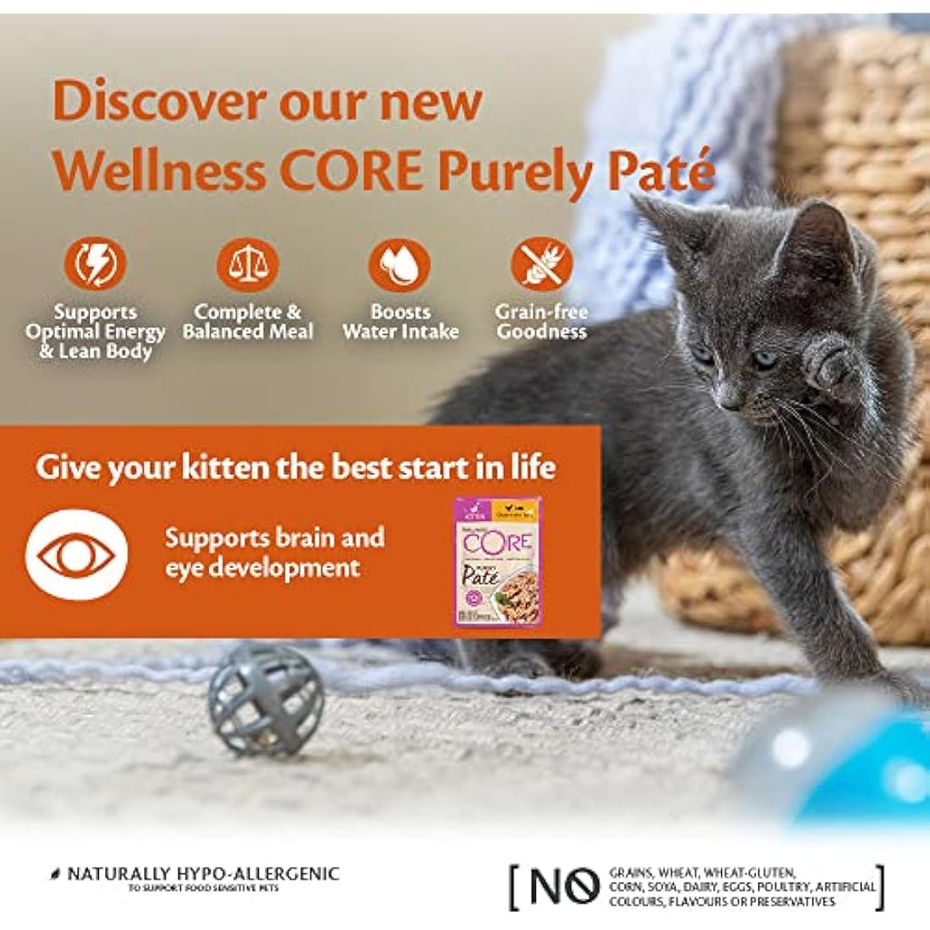 Wellness CORE Kitten Wet Food – Grain-Free Chicken & Tuna Paté (24x85g)