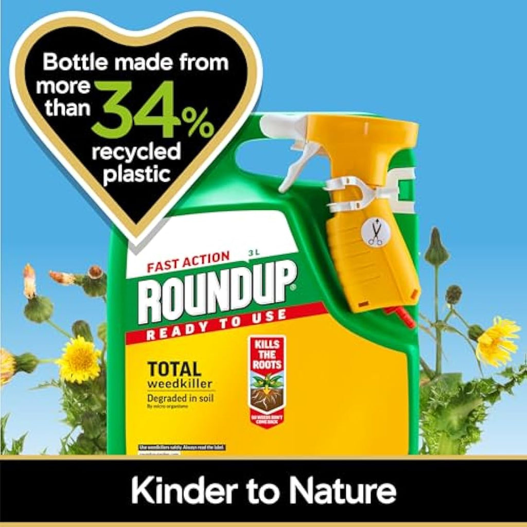 Roundup Fast Action Weedkiller | Ready to Use Root Killer - 3 Litre