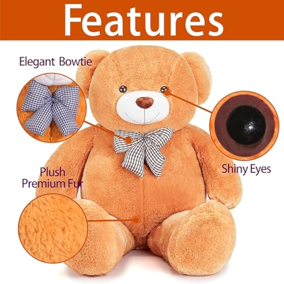 IKASA Giant Teddy Bear Stuffed Animal - 78cm Brown Soft Plush Toy