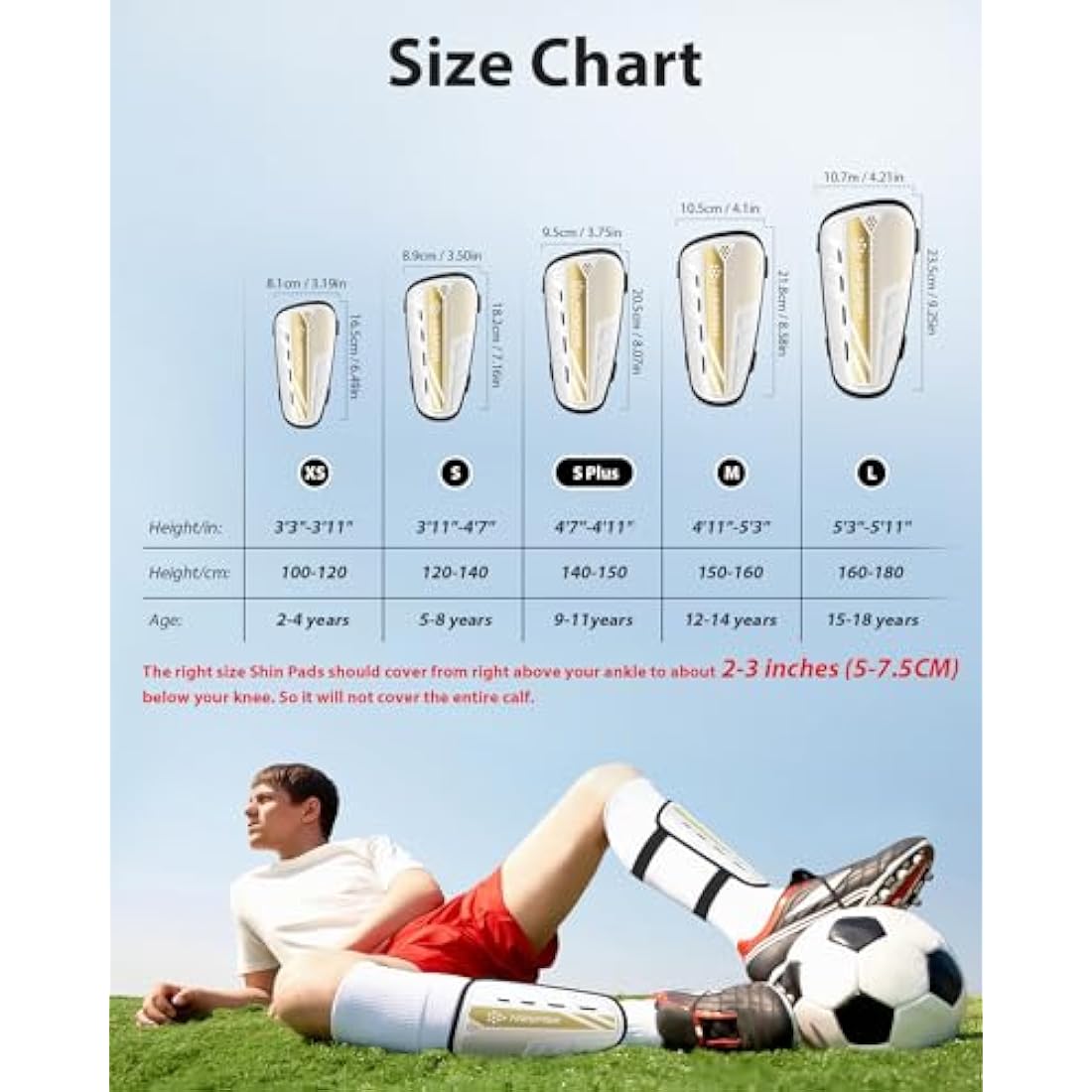 AirsFish Kids Football Shin Guards - CE Certified Soccer Shin Pads