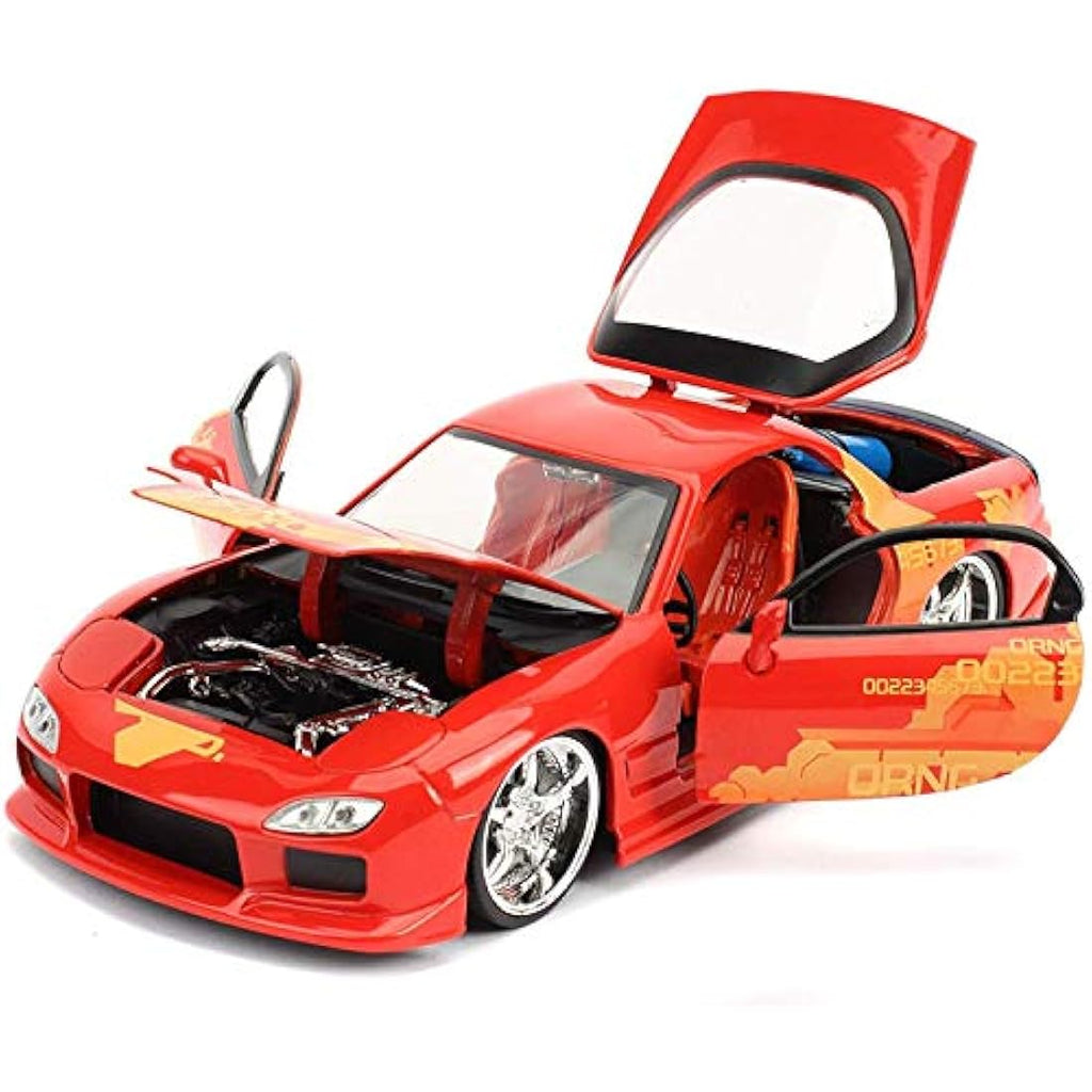 Jada Toys 1993 Mazda RX-7 Diecast Model Car – 1:24 Scale Orange Metal