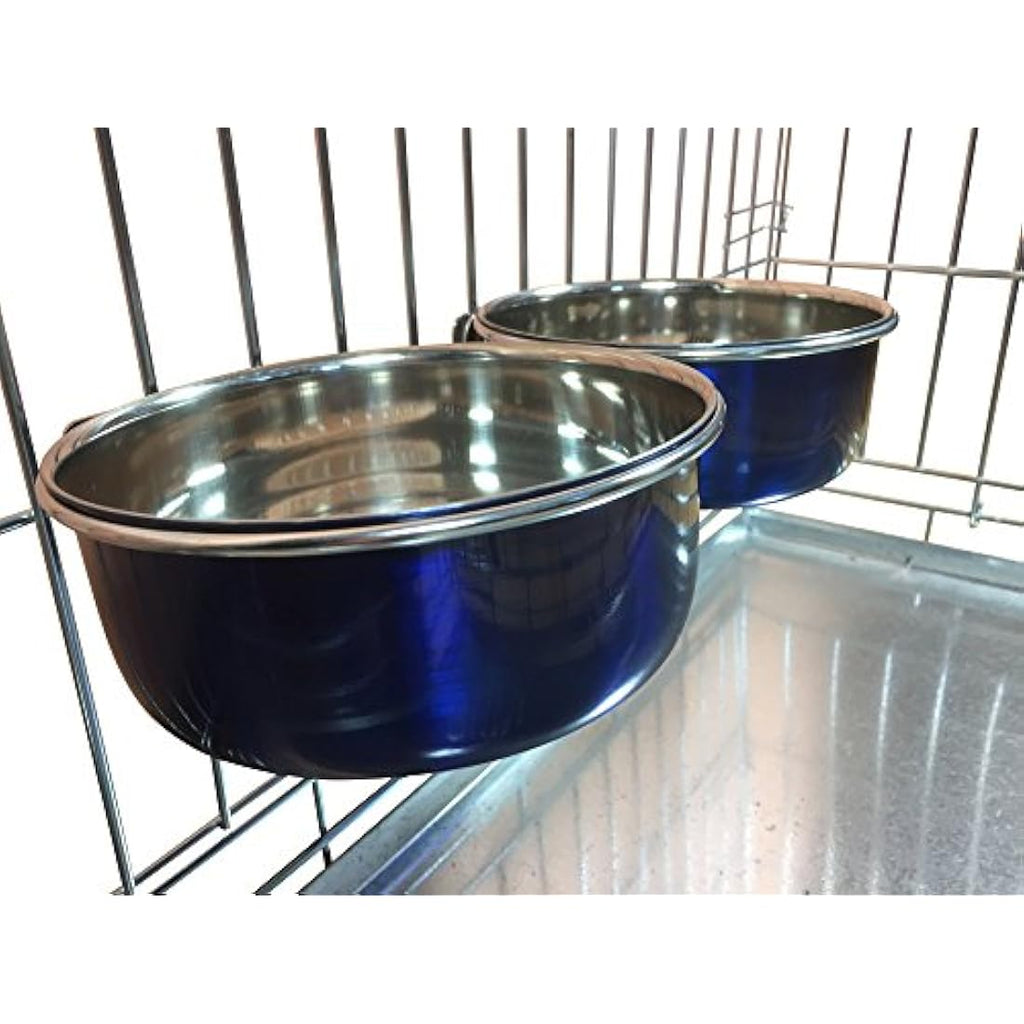 Ellie-Bo Dog Crate Bowls | 0.9L Blue Stainless Steel Bolt-On Pair
