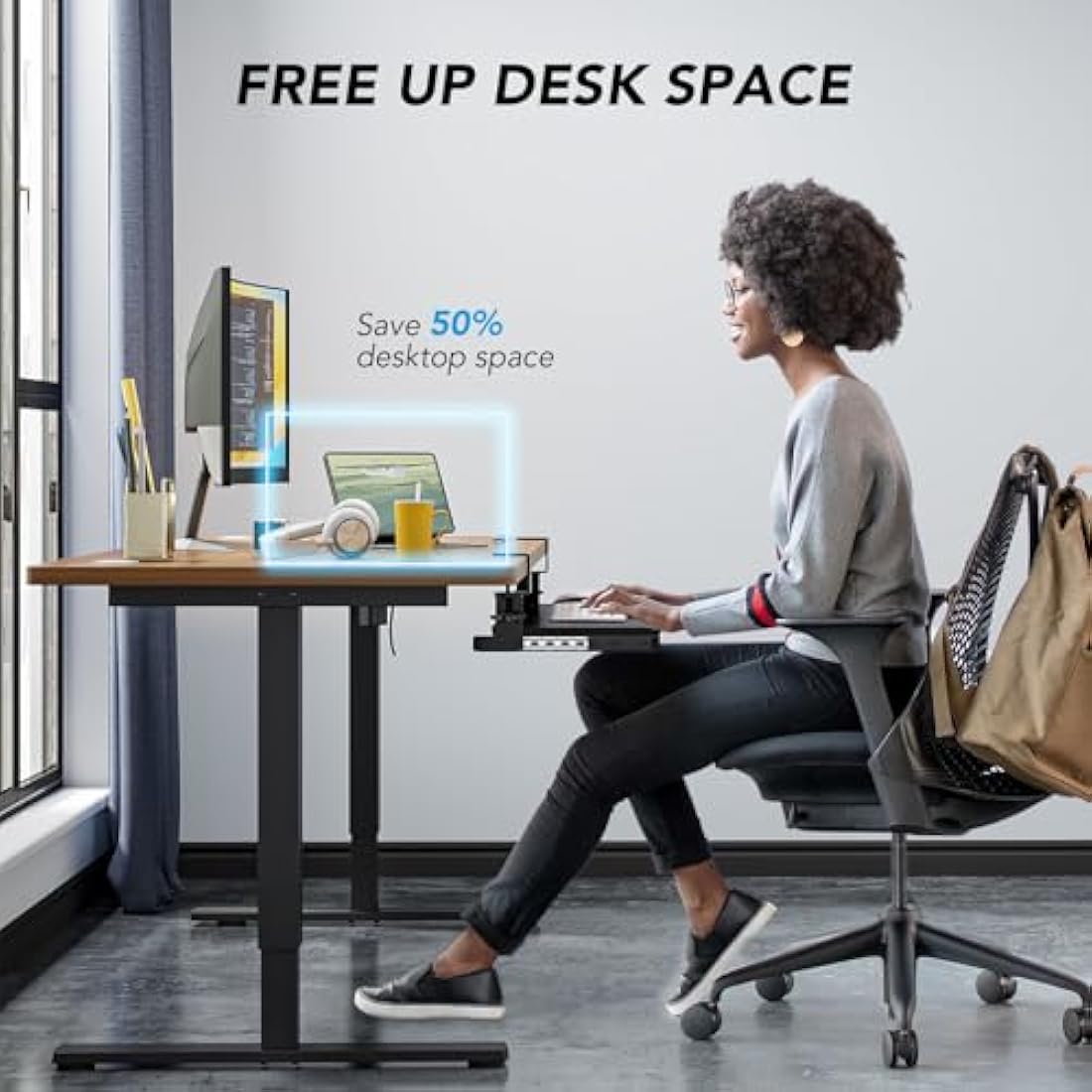 Under Desk Keyboard Tray | Sturdy C-Clamp Mount - Black