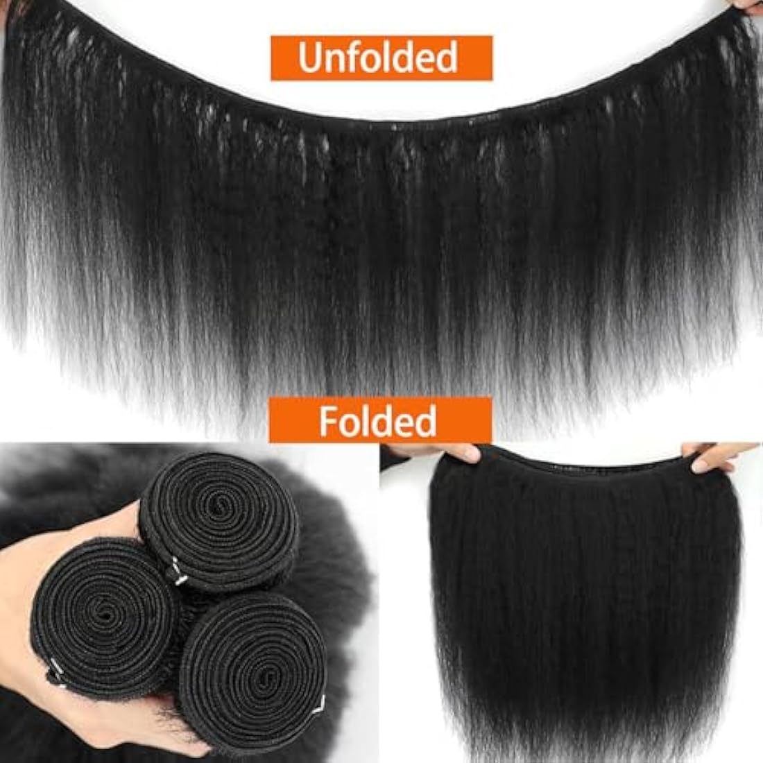 Vallbest Kinky Straight Bundles | 12A Brazilian Virgin Human Hair, 3 Pack