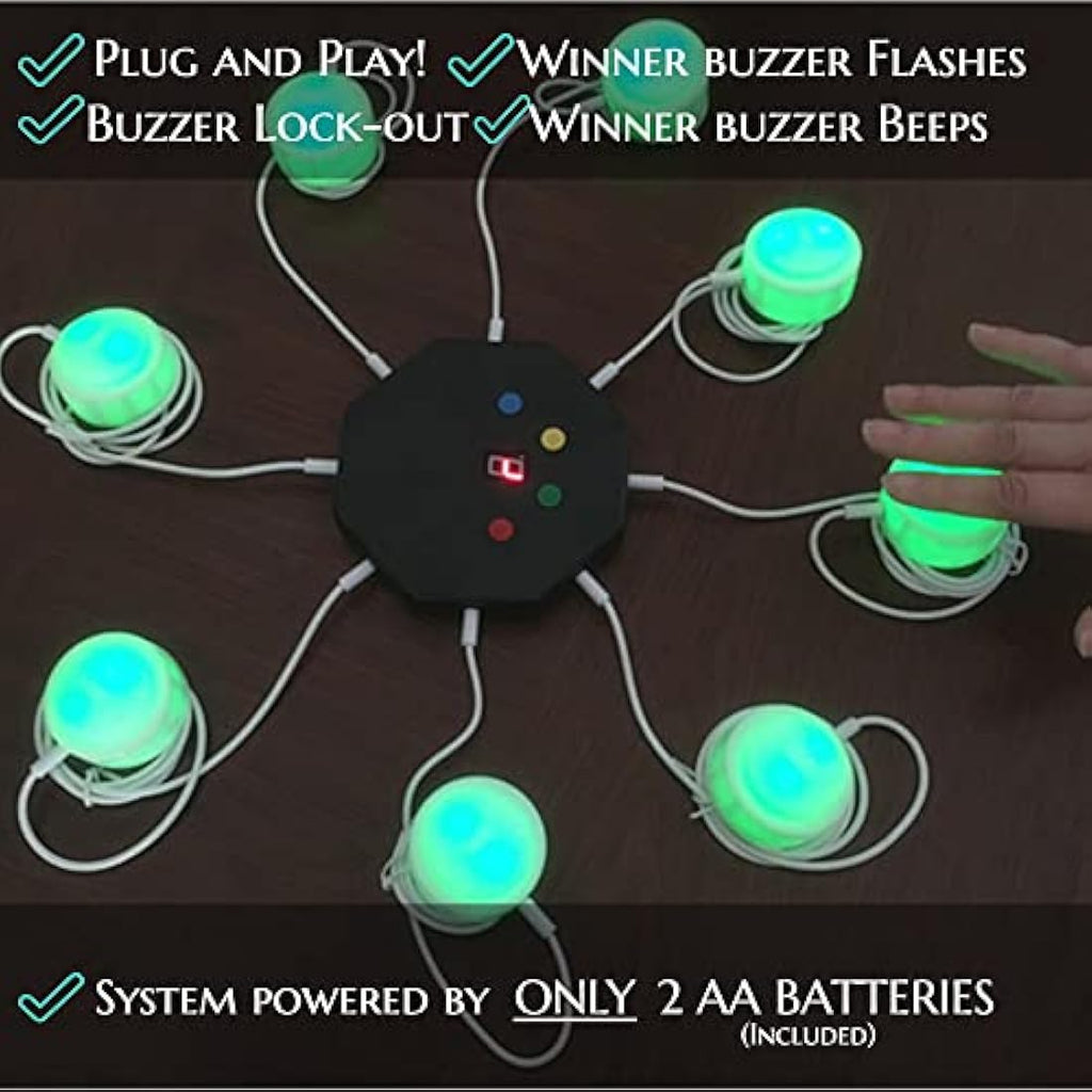 Trebisky 8-Player Quiz Game Buzzer System with LED Light Buttons