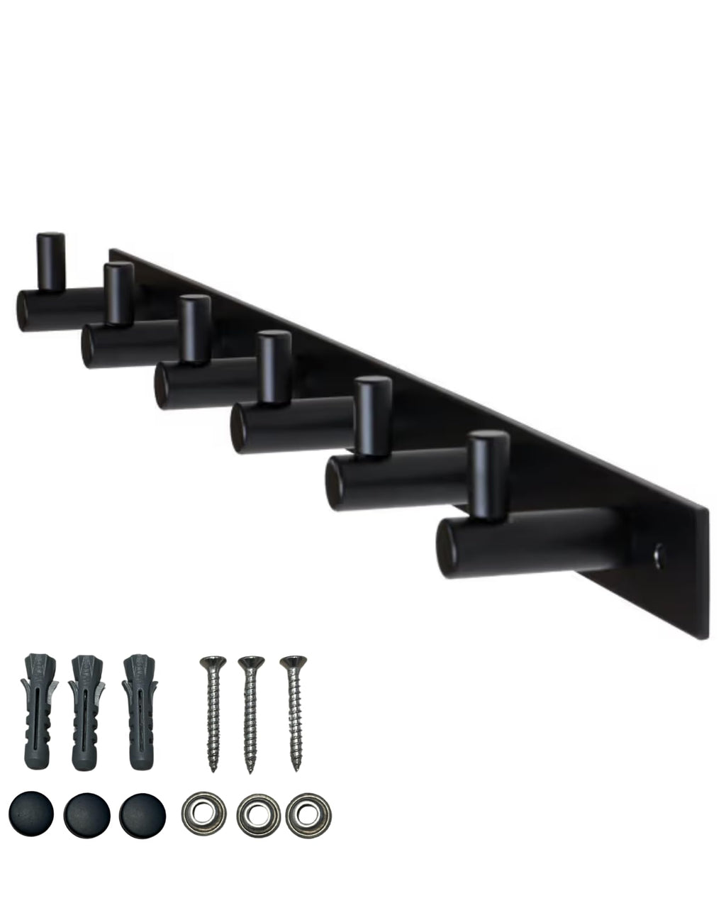 Gedotec Coat Hooks Black matt 6 Hooks Coat Rail Hallway, Kitchen & Bathroom I Wall Coat Rack Moon I Hook Rail Black for screwing I Design Coat Rack - image 1