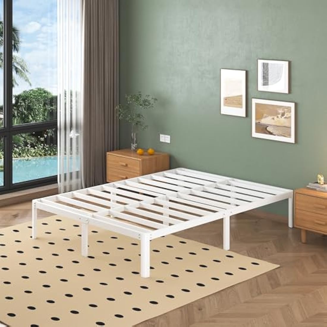 Small Double Metal Bed Frame – 4ft Heavy Duty White