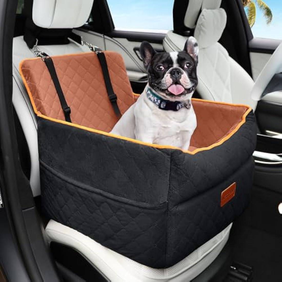 HEGGCOOE Memory Foam Dog Car Seat - Small/Medium Booster Bed - Black