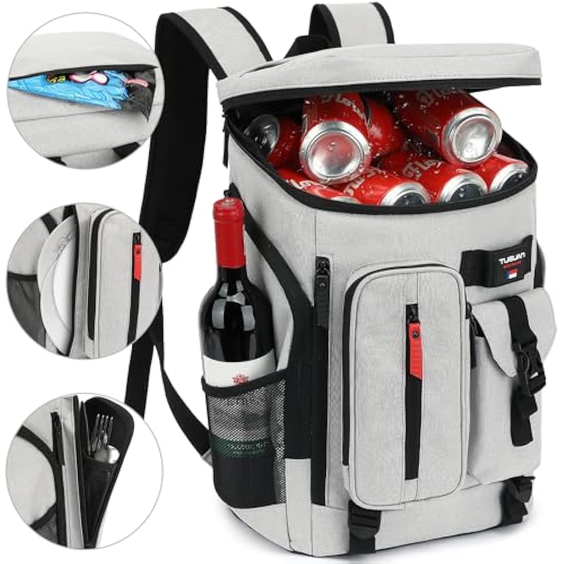 TUGUAN 30L Insulated Cooler Backpack | 36-Can Leak Proof Thermal Rucksack