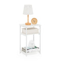 Furinno JUST Side Table, 3-Tier Metal Frame End Table with Open Shelf, Night Stand, Bedside Table, for Living Room, Bedroom, White - image 1