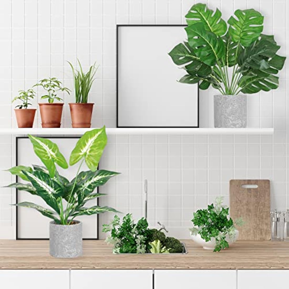 2-Pack Artificial Monstera Plants – 16" Faux Potted Greenery