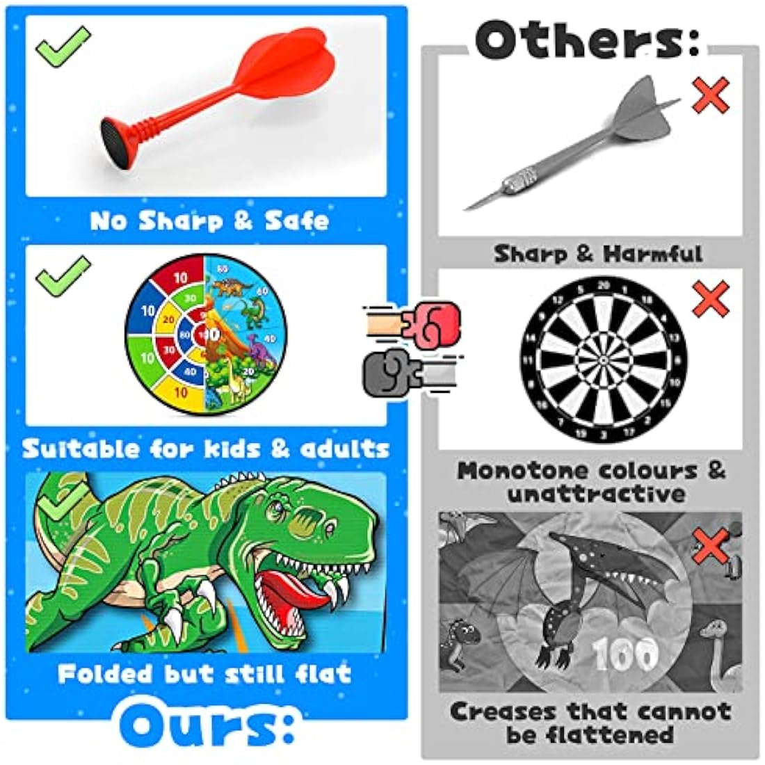 26" Double-Sided Kids Dart Board Set with 12 Velcro Balls