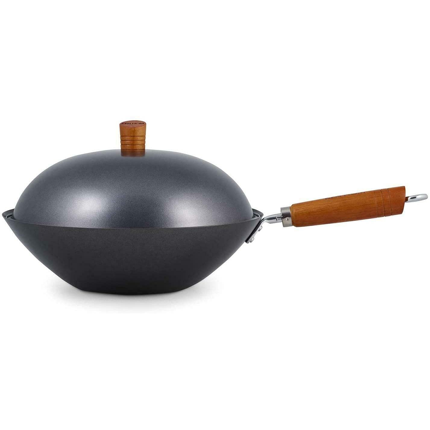 Ken Hom Carbon Steel Wok Set | 31cm Non-Stick Pan with Lid & Utensils
