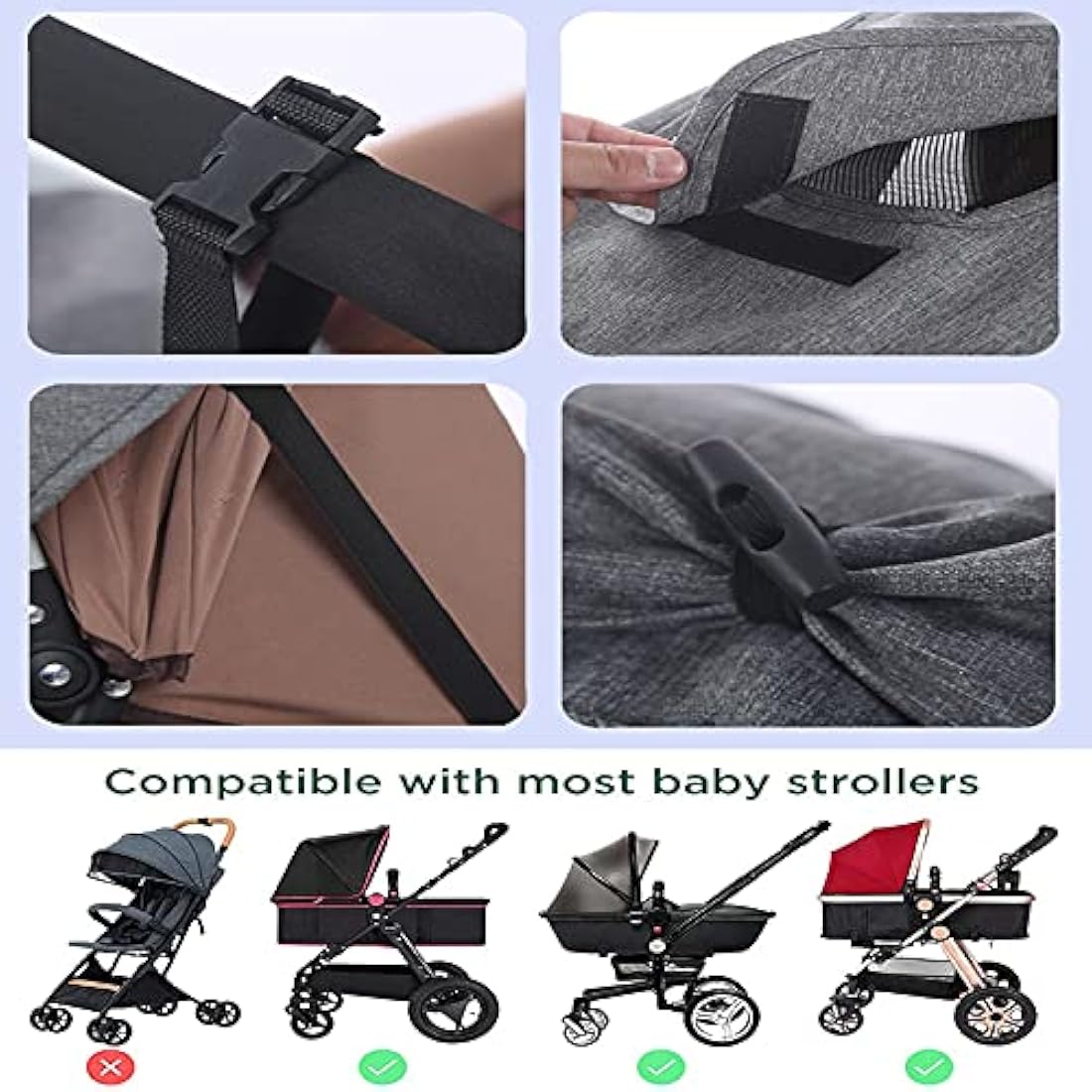 Universal Pram Sunshade – UV 50+ Stroller Cover, Grey