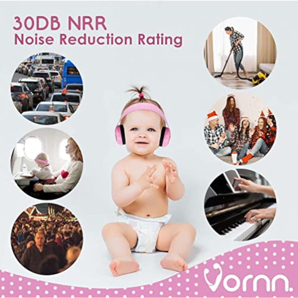 VORNN Baby Ear Defenders | 0-36 Months Noise Cancelling Muffs – Pink