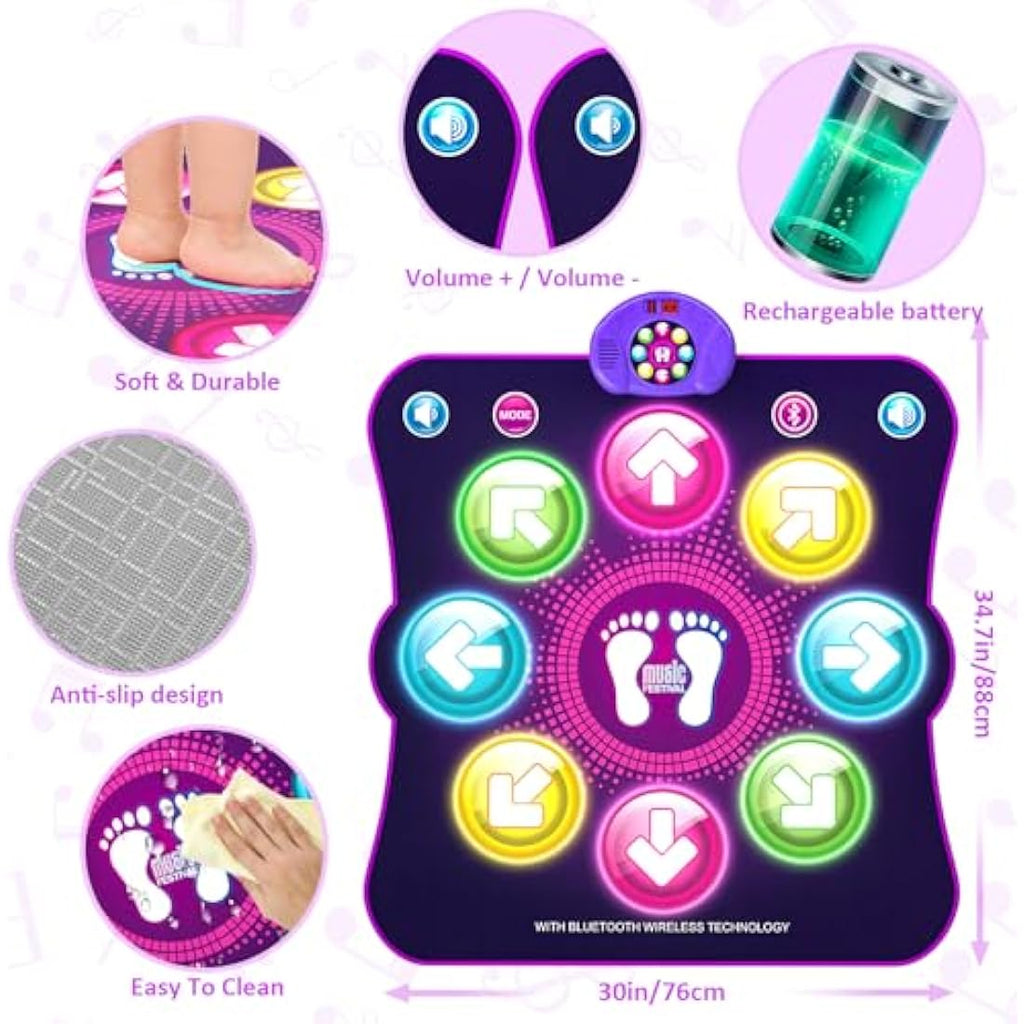 Jolof Store Bluetooth Dance Mat – Rechargeable 8-Arrow Light Up Pad