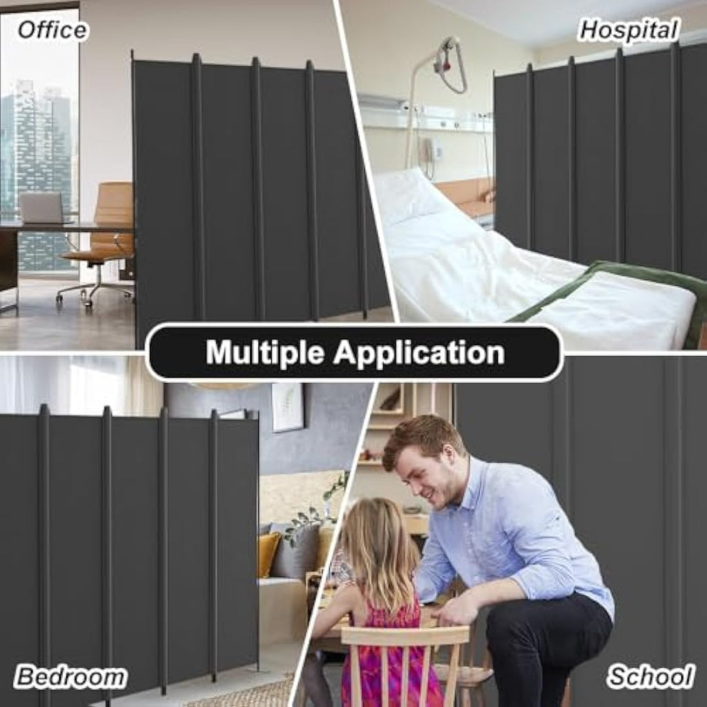 Kokorona 6 Panel Room Divider | 6ft Folding Privacy Screen – Dark Grey