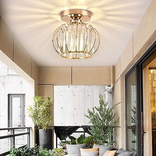 ZYDTRIP Modern Crystal Ceiling Light – Rose Gold Semi Flush Mount (2 Pack)