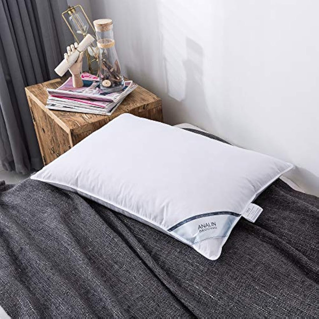 Analin Goose Feather & Down Pillows | 100% Cotton Shell | 2 Pack