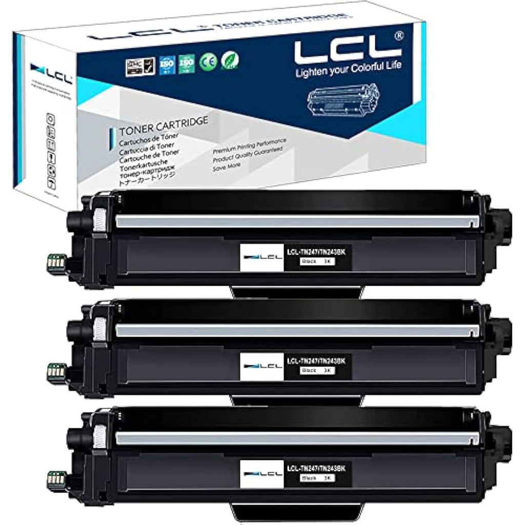LCL TN247 Black Toner Cartridge for Brother HL-L3210CW MFC-L3750CDW (3-Pack)