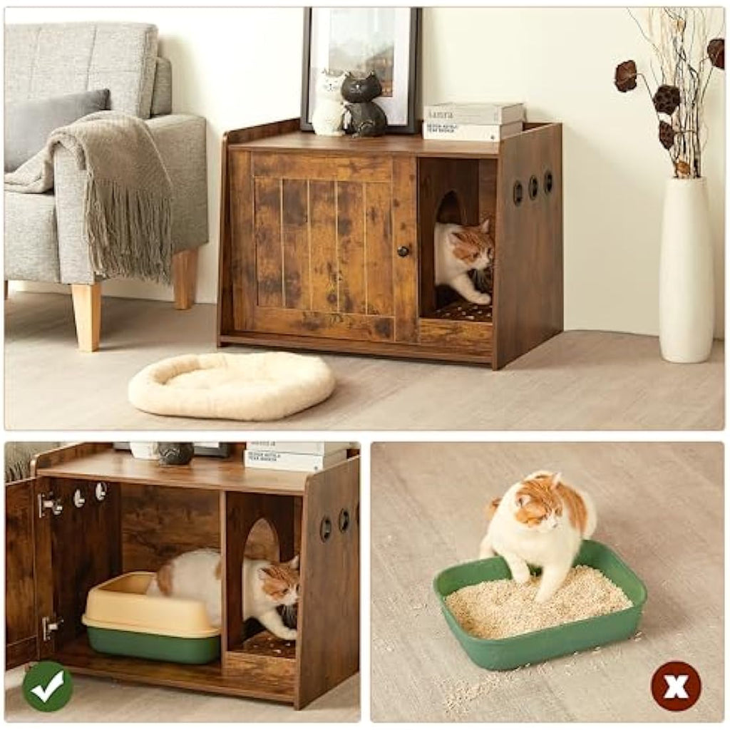 Wooden Cat Litter Box Enclosure – Hidden Indoor Cat House
