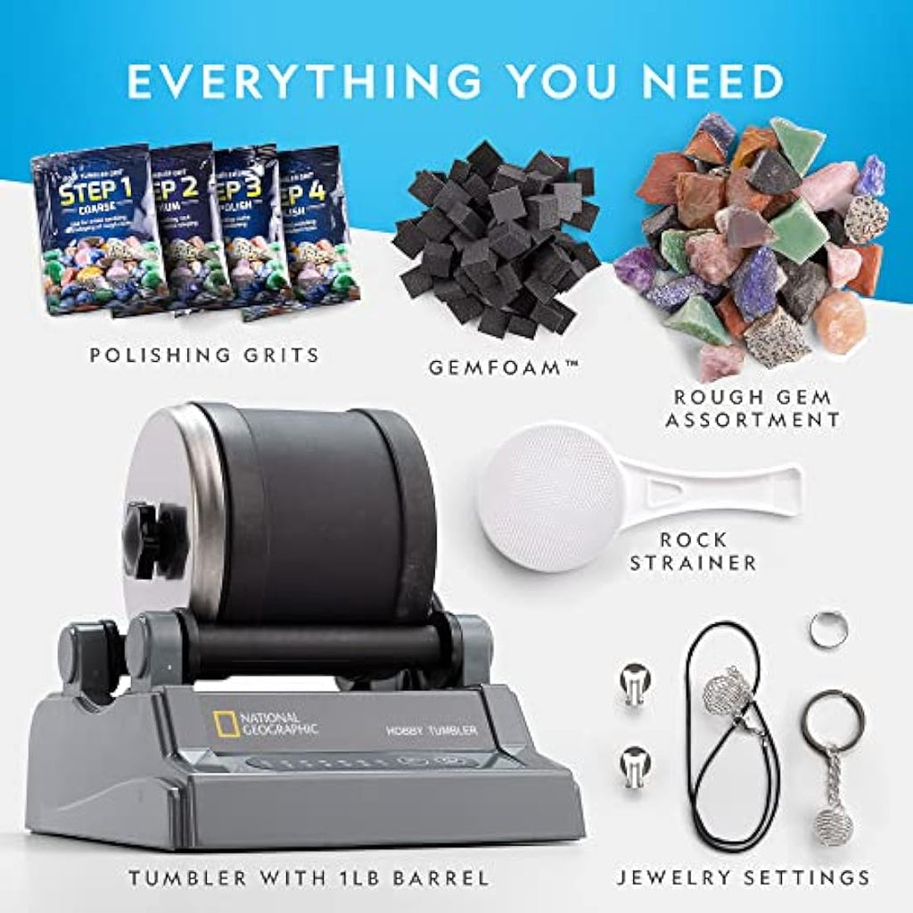 National Geographic Rock Tumbler Kit – Noise-Reduced STEM Rock Polisher