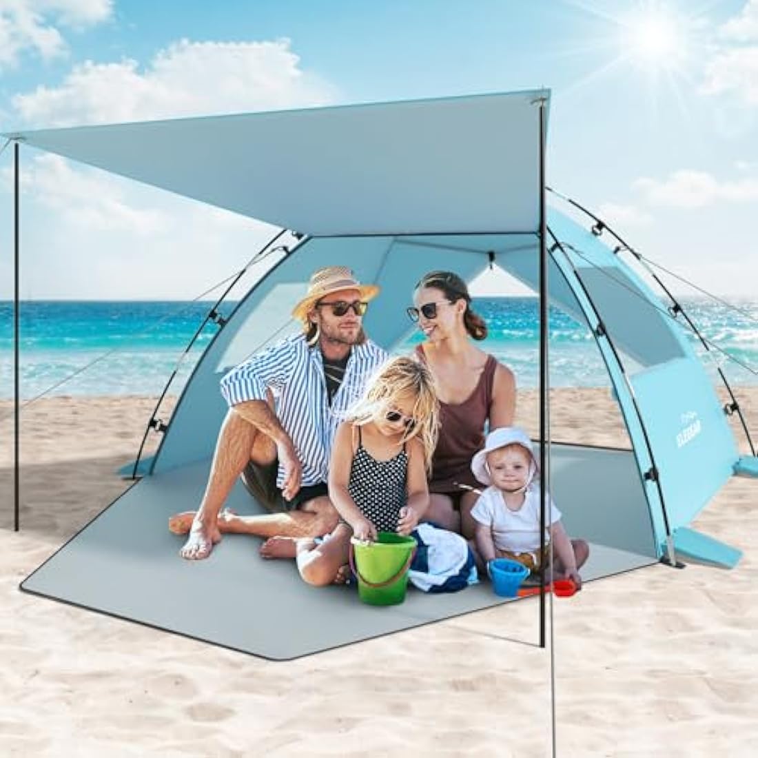 Elegear Beach Tent | 4-5 Person Sun Shelter with UPF 50+ Canopy
