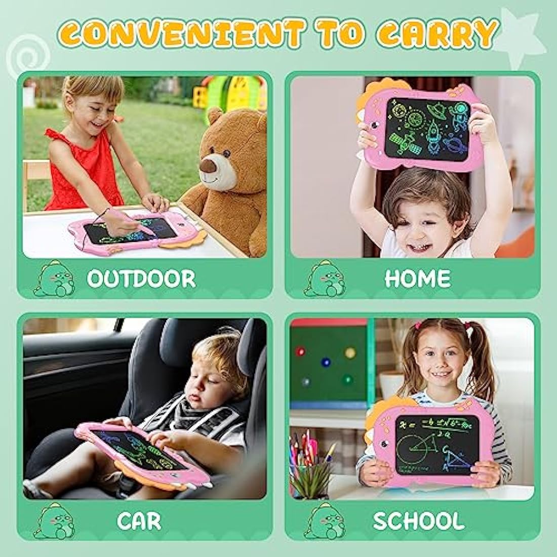 Kizmyee 8.5" LCD Writing Tablet – Dinosaur Doodle Board for Kids
