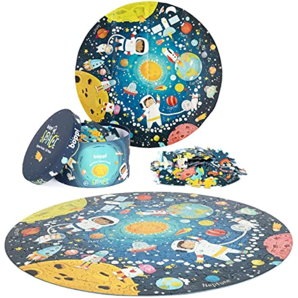 Boppi 150 Piece Round Space Jigsaw Puzzle for Kids – Recycled Card