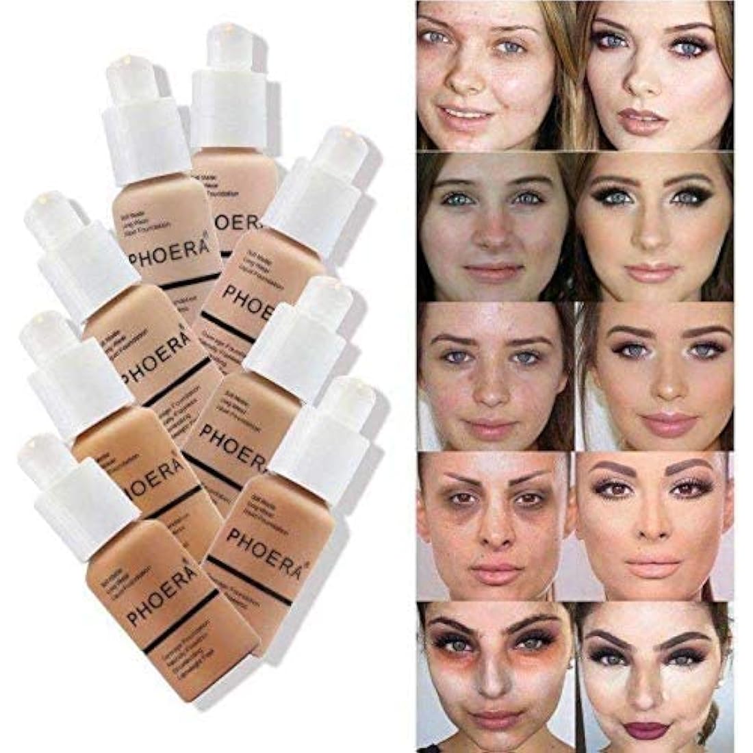 Phoera Full Coverage Liquid Foundation - Matte Oil Control - 102 Nude