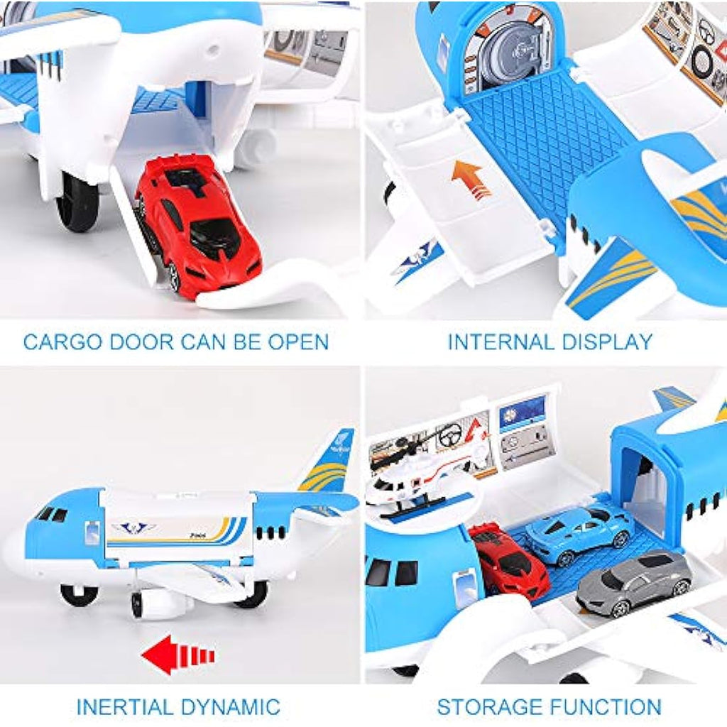 m zimoon DIY Transport Cargo Airplane Toy Set with 4 Cars & Helicopter