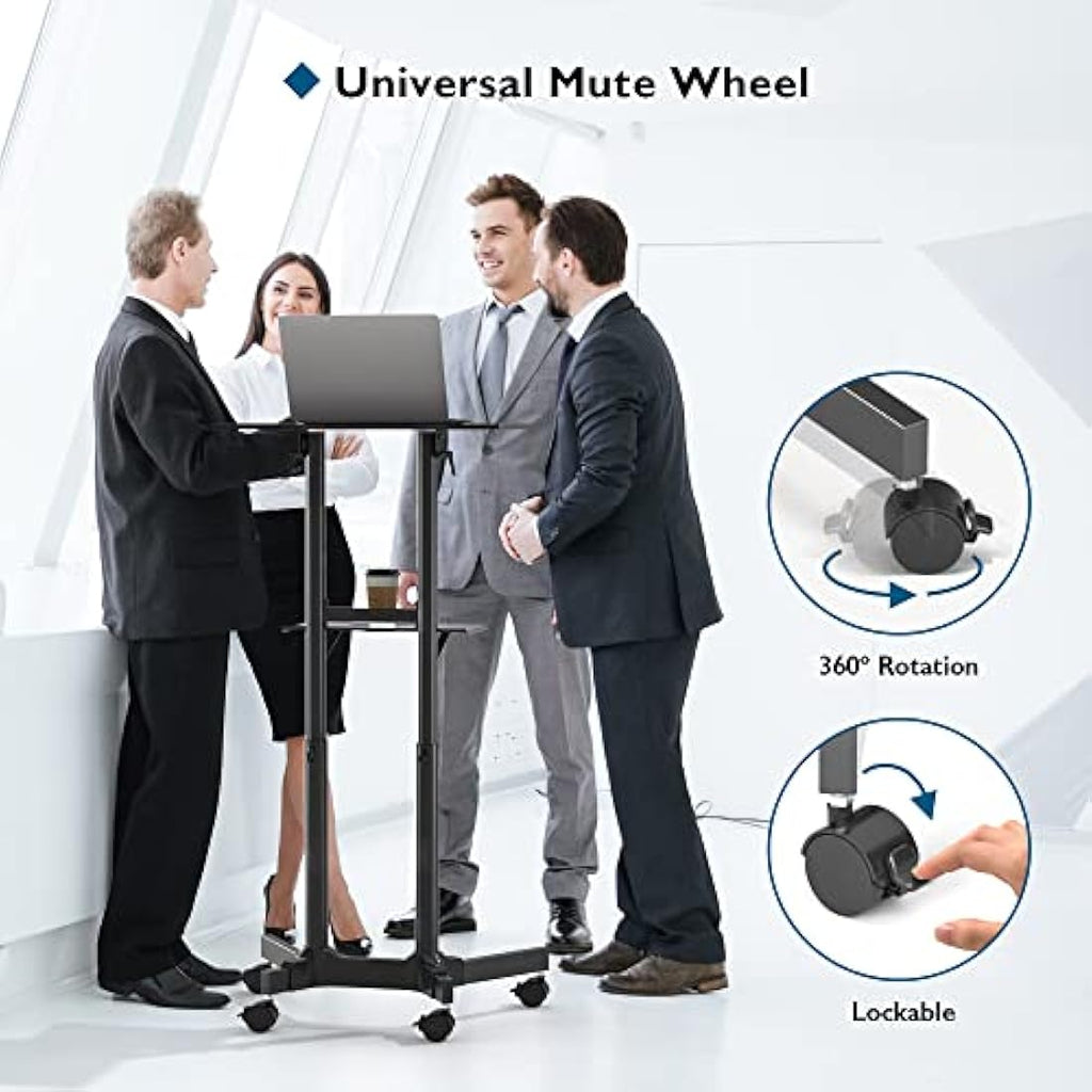 BONTEC Mobile Laptop Desk – Adjustable Rolling Standing Desk with Wheels