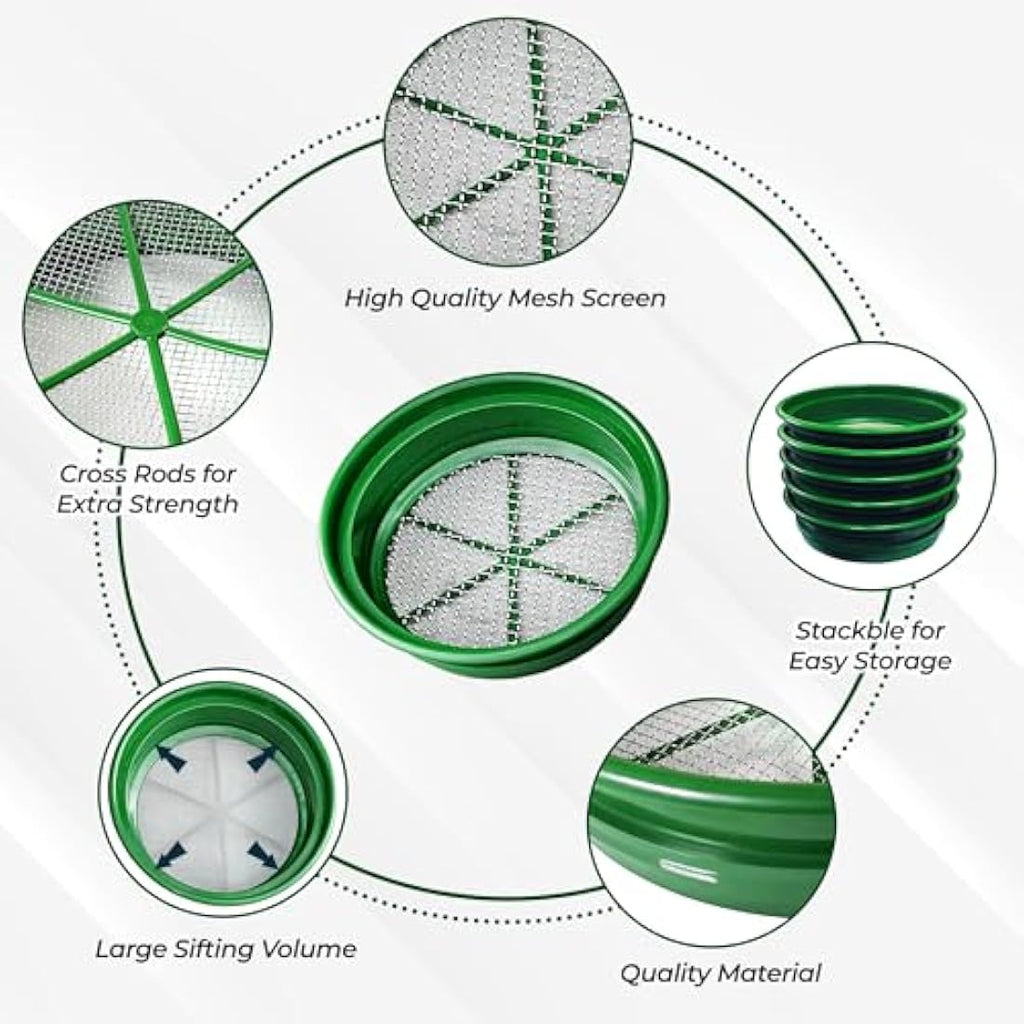 Gold Prospecting Pan Set – 5 Pack Stackable Mesh Classifiers