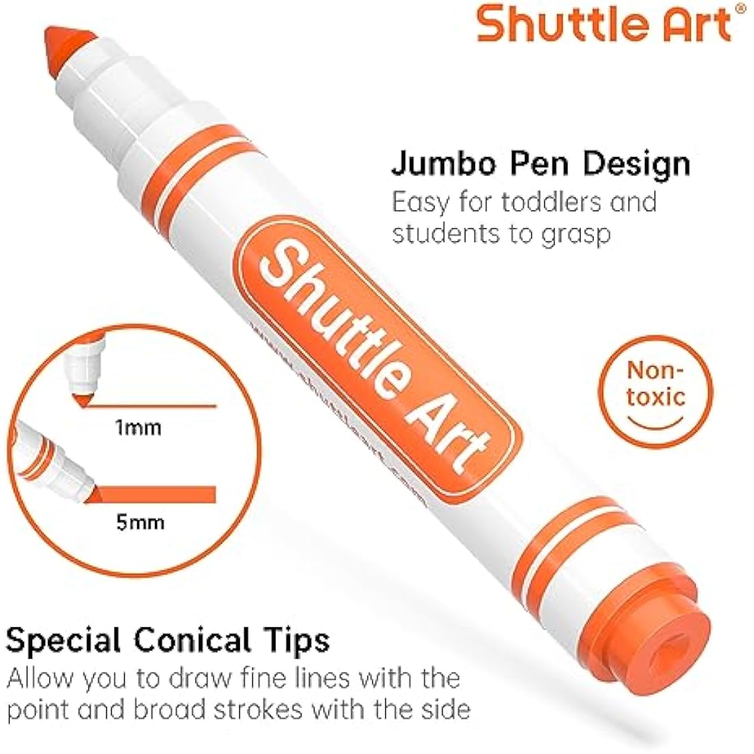 Shuttle Art 304 Bulk Washable Markers | 16 Colors Broad Line Classpack