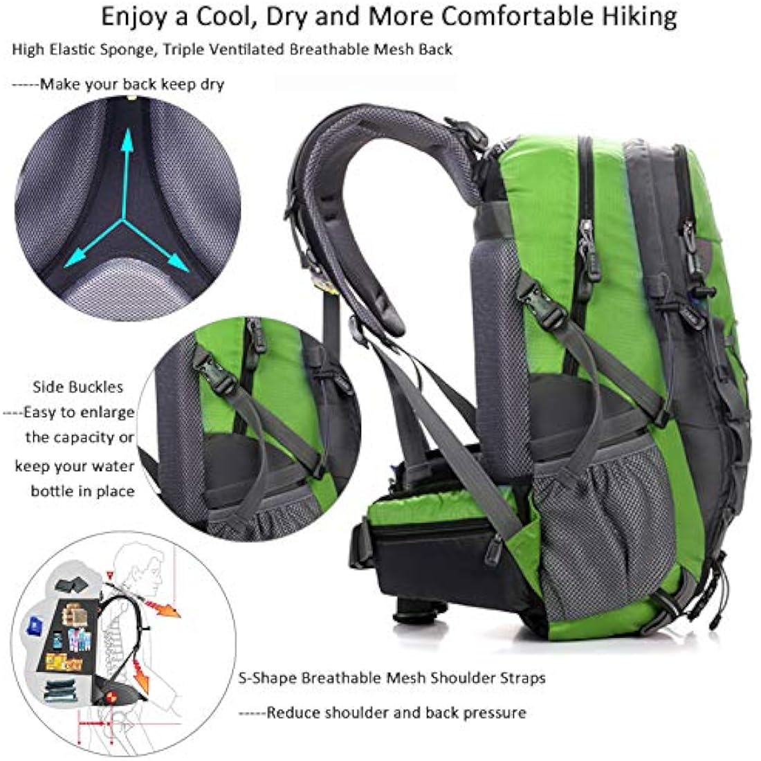 Jolof Store 40L Hiking Backpack – Waterproof Nylon Trekking Rucksack