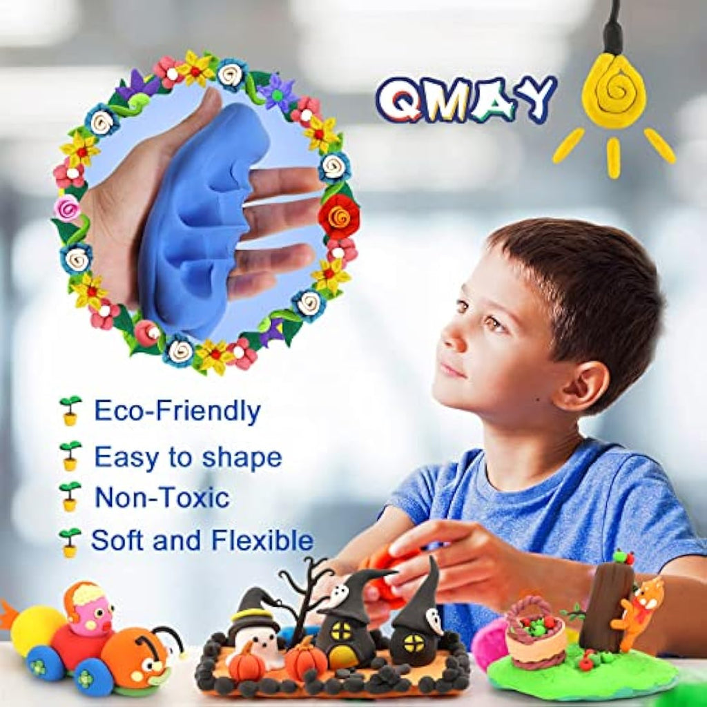 QMAY Air Dry Clay - 48 Colors Non-Toxic Modeling Clay Kit for Kids