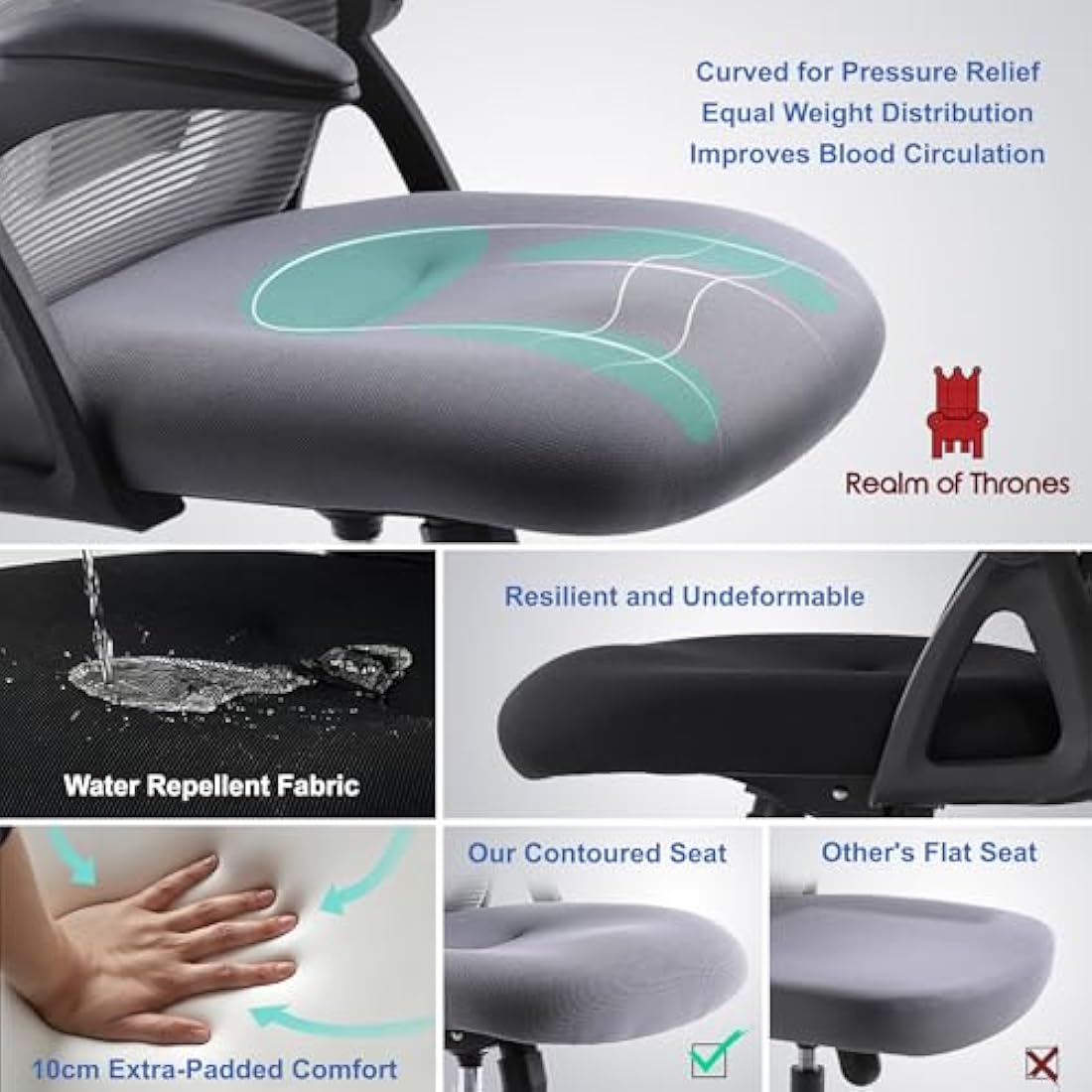 Realm of Thrones Captain Ergonomic Mesh Office Chair - Heavy Duty Black