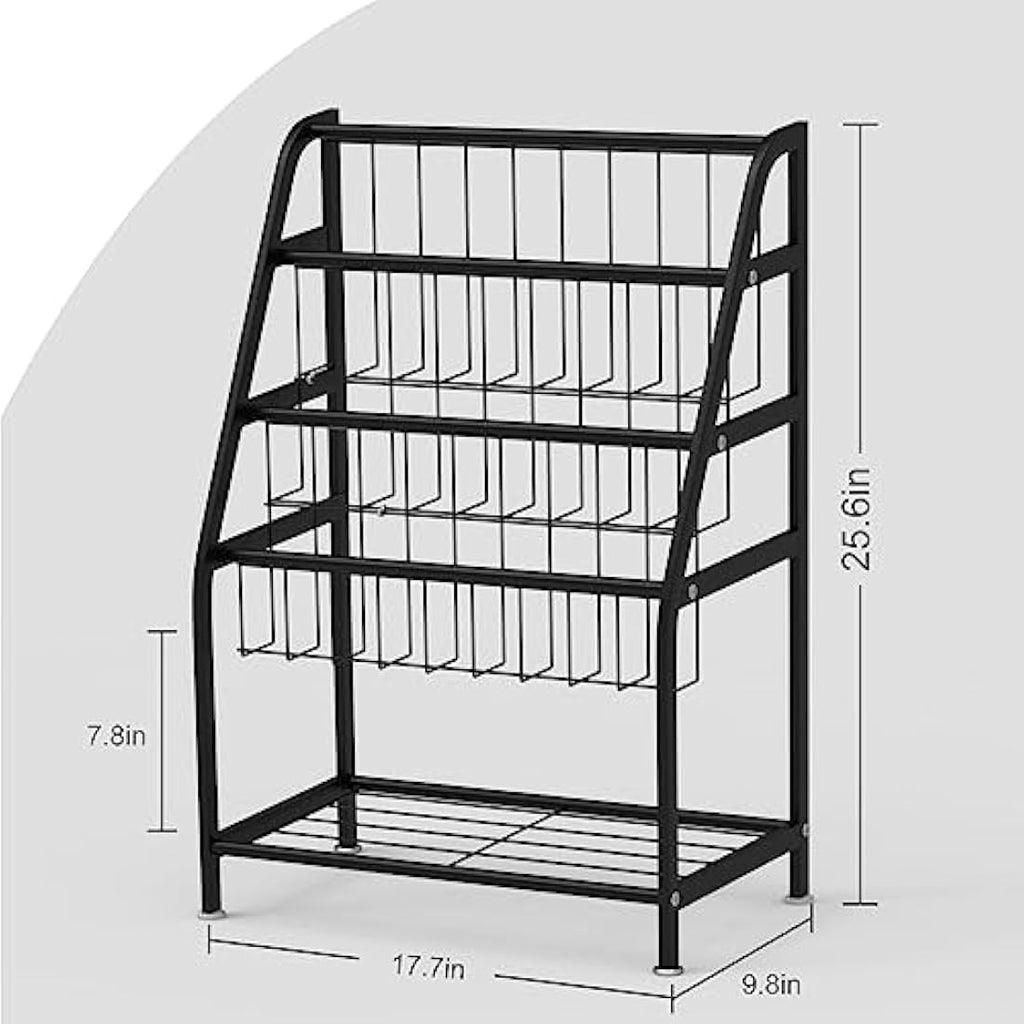 Huhote Kids Bookshelf – Metal Book and Toy Storage Organizer, Black