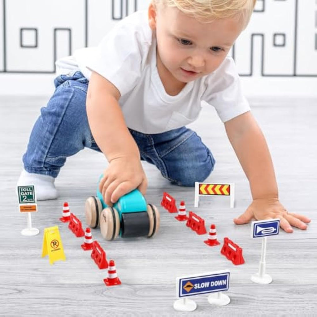 NUOBESTY 62pcs Miniature Traffic Signs – Kids Educational Road Toys