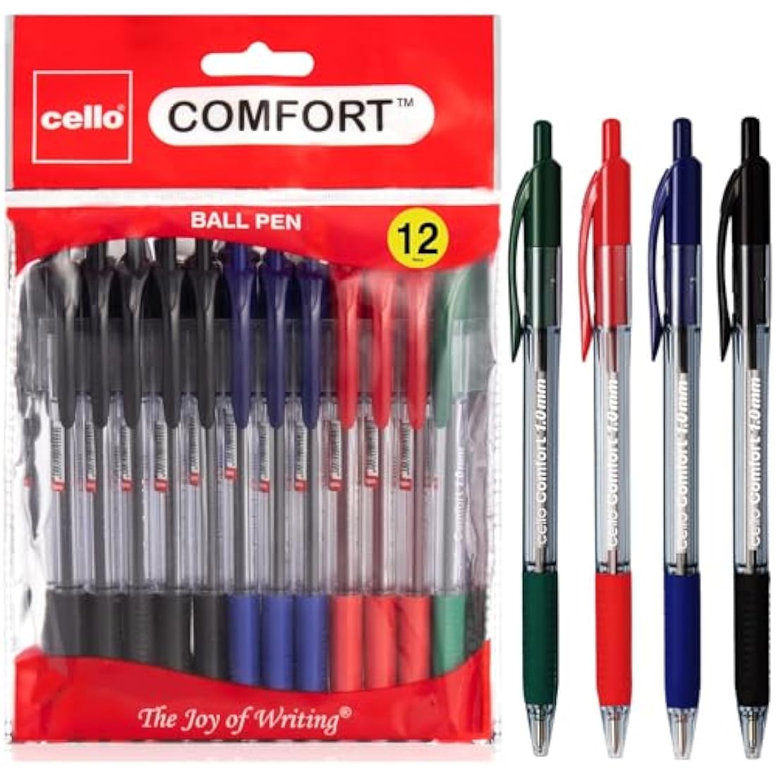 Cello Retractable Ballpoint Pens | 1.0mm Medium Point, Pack of 12