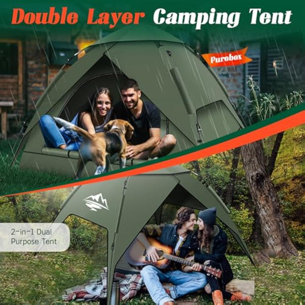 2-3 Person Pop Up Camping Tent | Waterproof Double Layer Dome